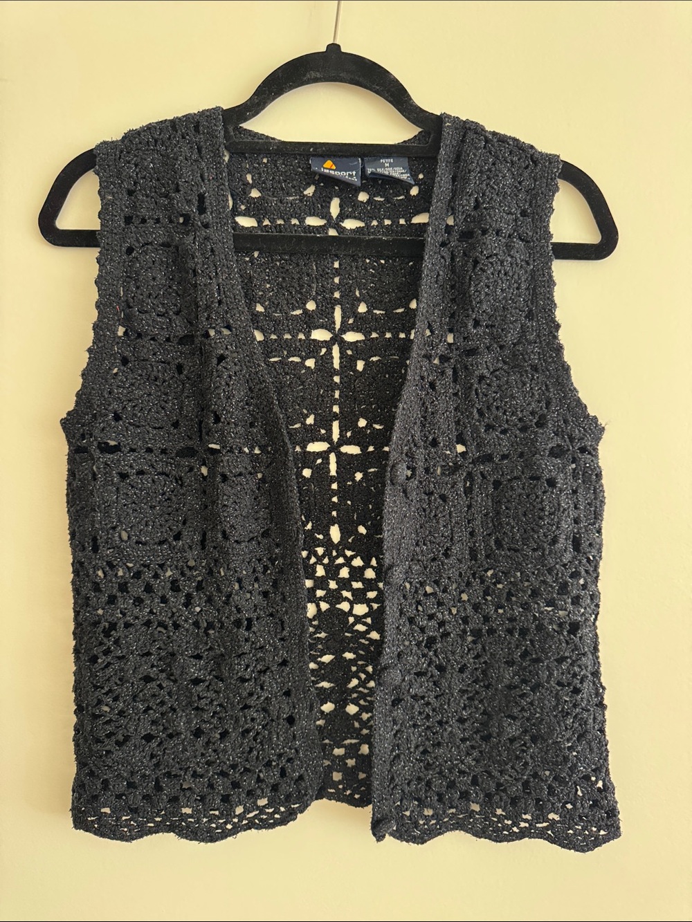 Crochet Black Women's Vest Sweater